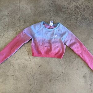 RARE Women’s Gradient Crewneck Longsleeve Workout crop top - Blue & Pink